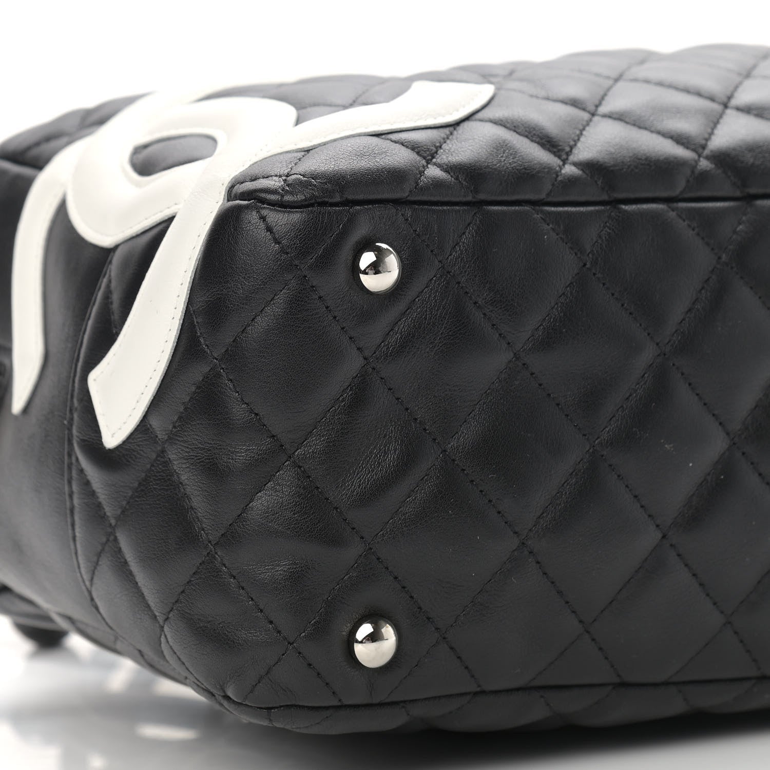 Chanel Calfskin Quilted Large Cambon Bowler Black White 5 of 10