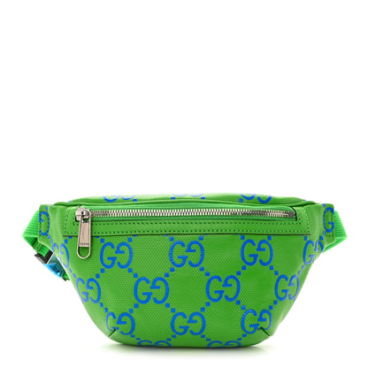 Gucci Calfskin GG Tennis Bi-Color Embossed Belt Bag Joy Green Joy Blue 1 of 10