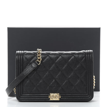 Chanel Caviar Quilted Boy Wallet On Chain WOC Black 15 of 15