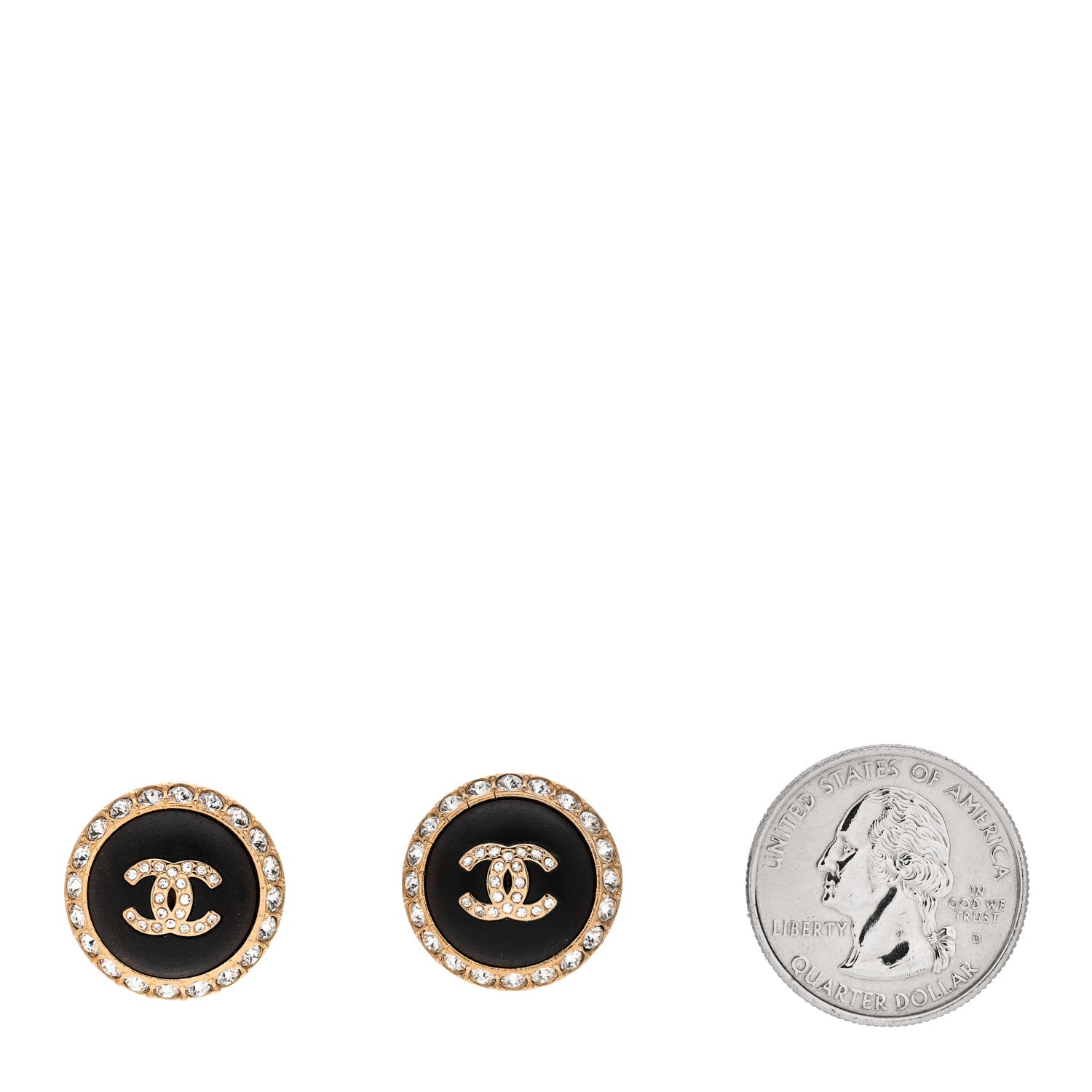 Chanel Metal Wood Crystal CC Round Earrings Gold Brown 2 of 5