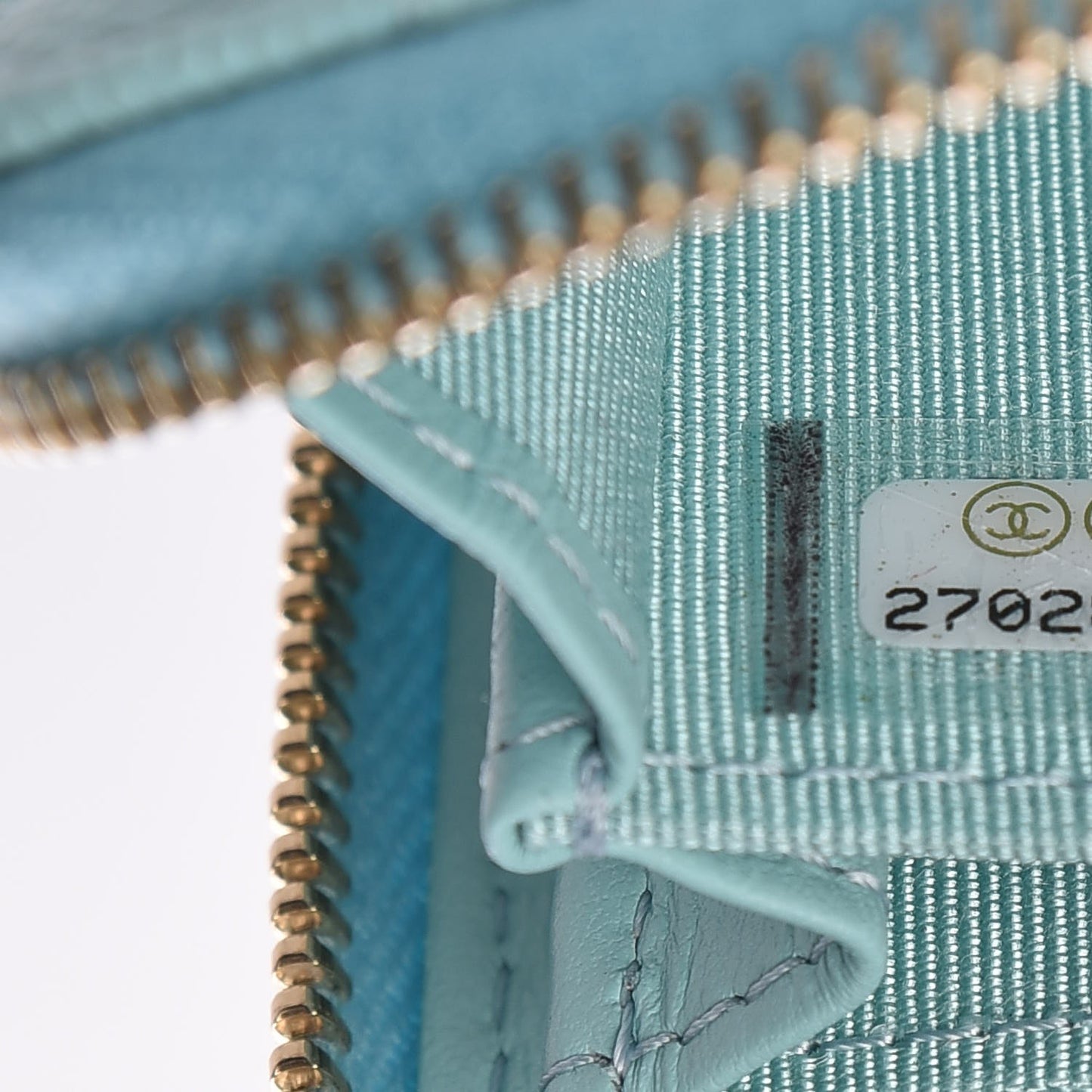Caviar Quilted Zip Coin Purse Light Blue