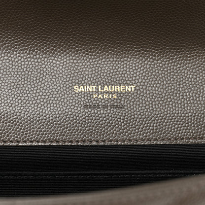Saint Laurent Grain De Poudre Matelasse Chevron Monogram Envelope Clutch Earth 6 of 7