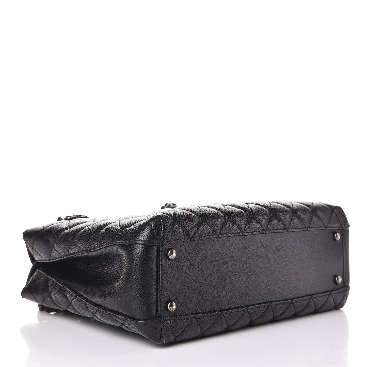 Caviar Quilted Small City Shopping Tote Black