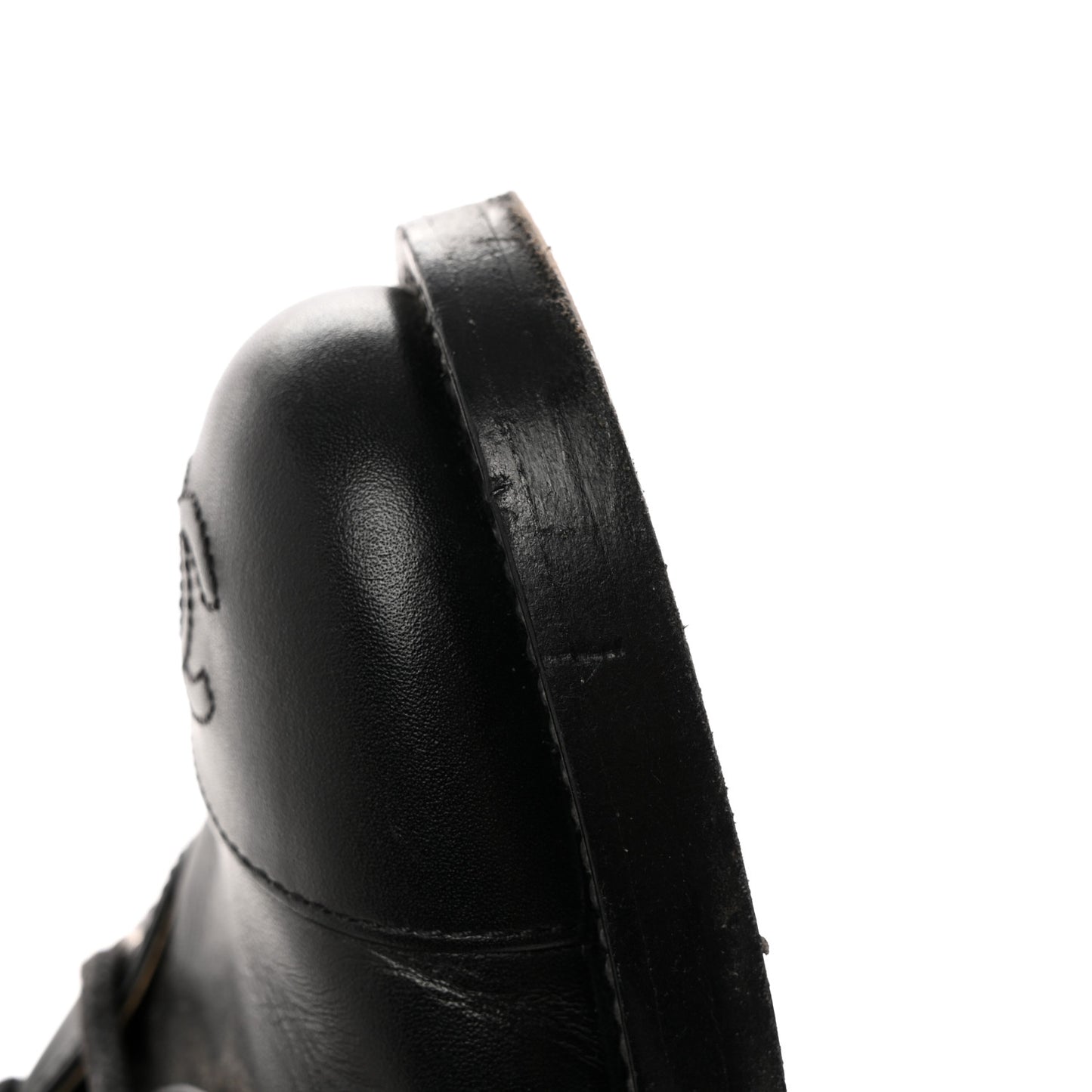Calfskin Lace Up Combat Boots 36 Black