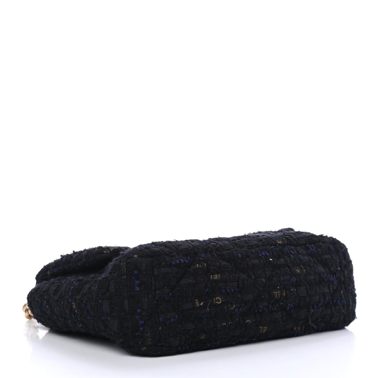 Tweed Quilted Large Chanel 19 Flap Black Navy Gold