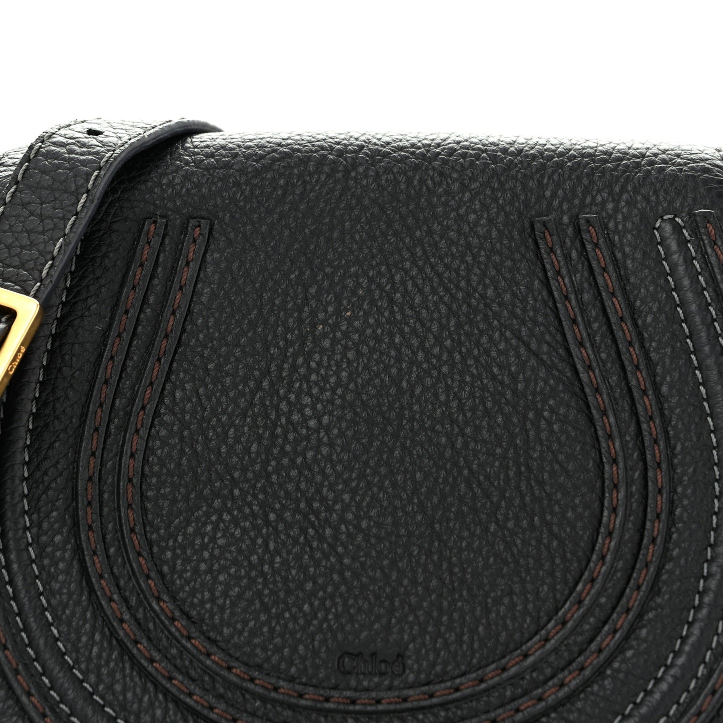 Grained Calfskin Small Marcie Saddle Bag Black