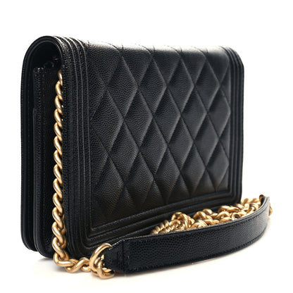 Chanel Caviar Quilted Boy Wallet On Chain WOC Black 2 of 12
