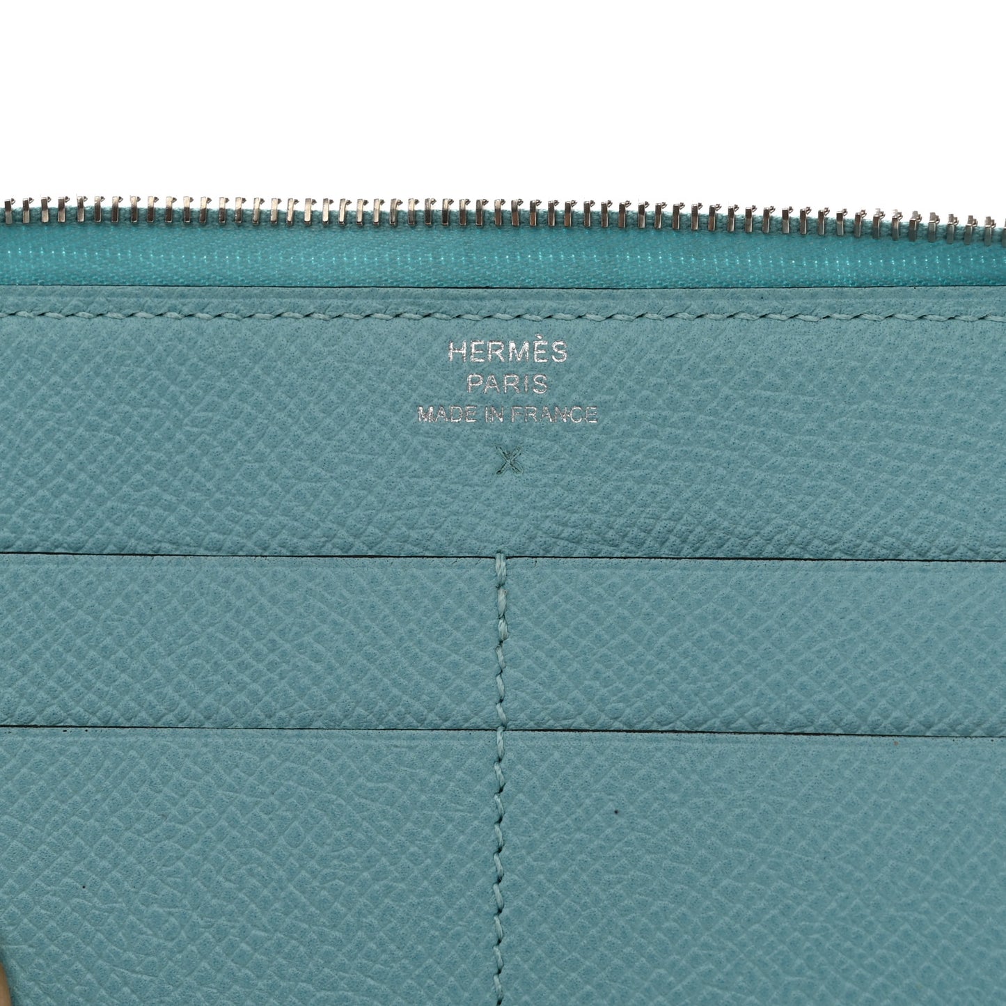Epsom Printed Silk Flamingo Party Soie-Cool Wallet Mykonos Bleu Atoll