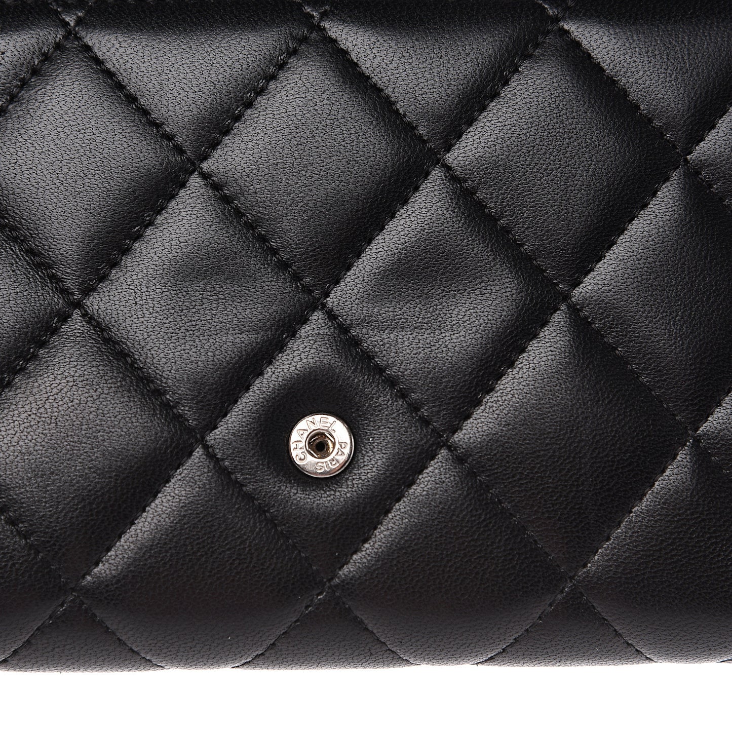 Lambskin Quilted Large Flap Wallet Black