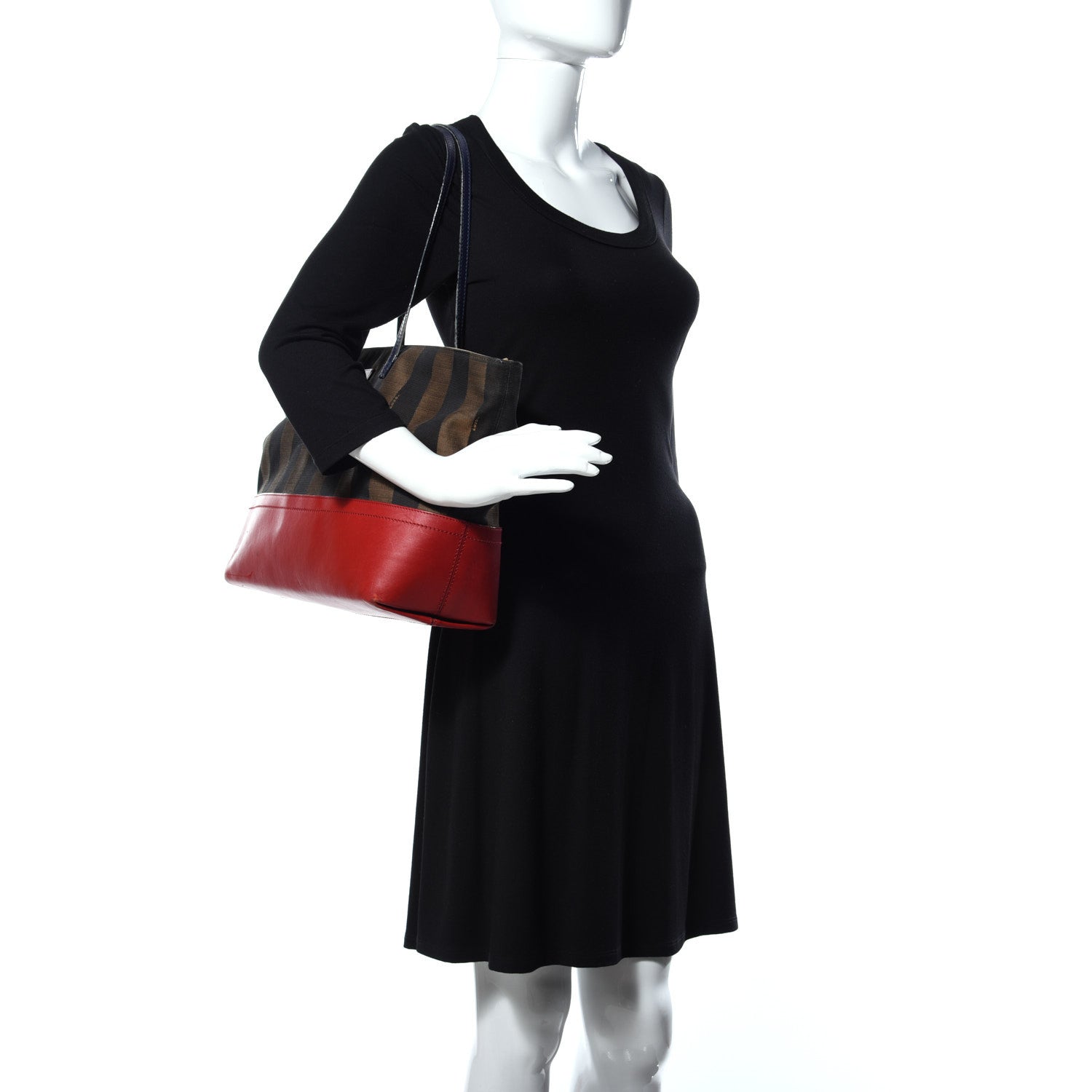 Fendi Pequin Cuoio Vegetale Medium Roll Tote Tobacco Rosso Blue Mirto Miele 2 of 11