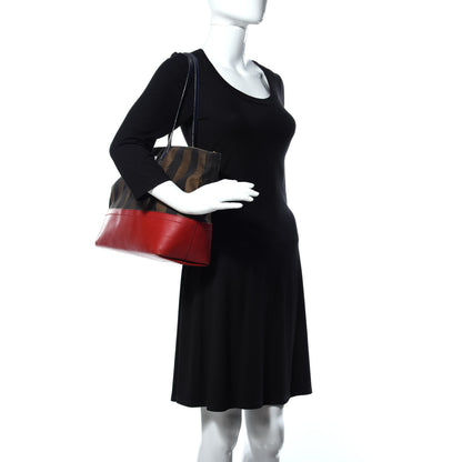 Fendi Pequin Cuoio Vegetale Medium Roll Tote Tobacco Rosso Blue Mirto Miele 2 of 11