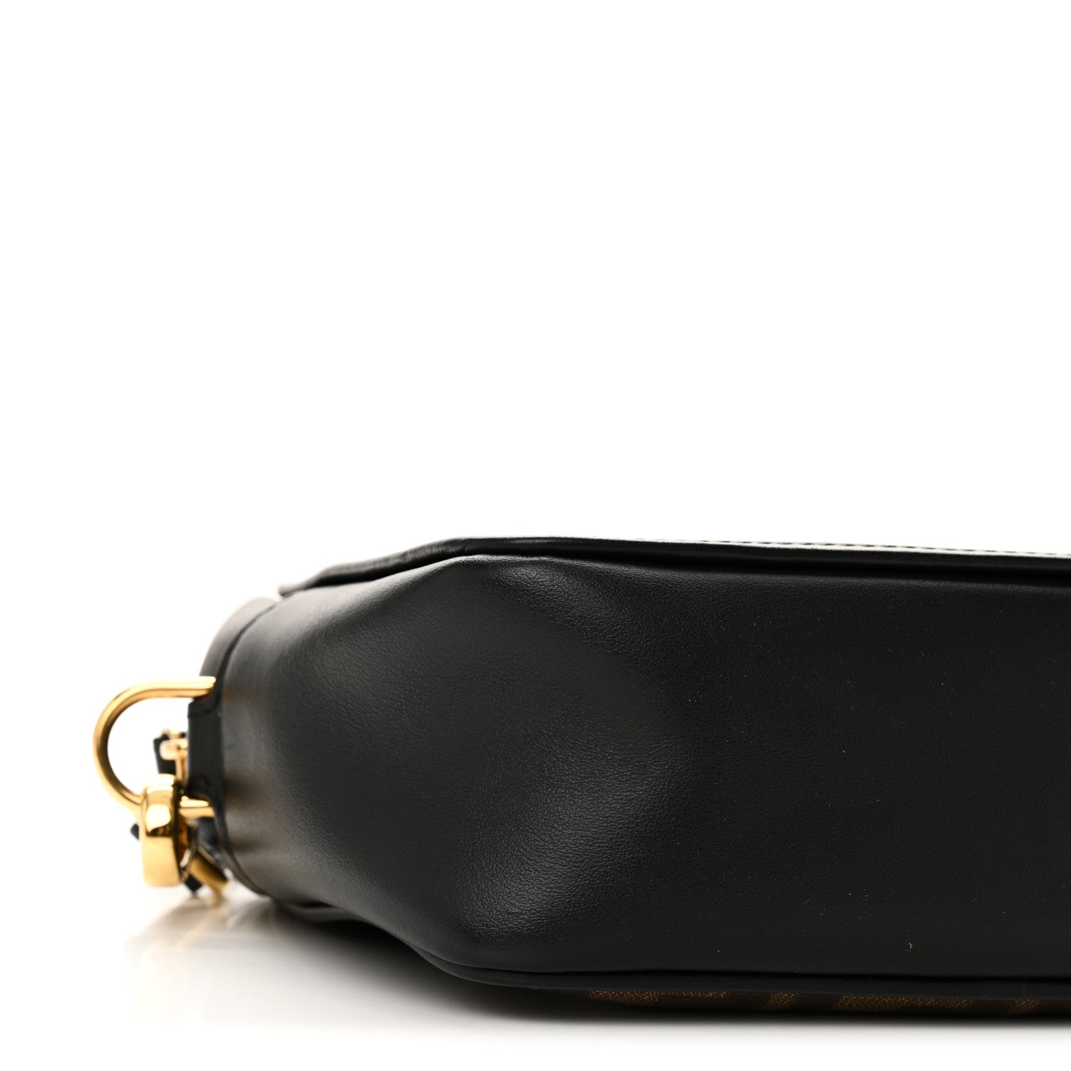 Fendi Glazed Fabric Vitello Century FF 1974 Stamp Patch Mini Camera Case Mogano Panna Black 9 of 10