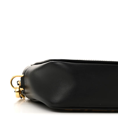 Fendi Glazed Fabric Vitello Century FF 1974 Stamp Patch Mini Camera Case Mogano Panna Black 9 of 10