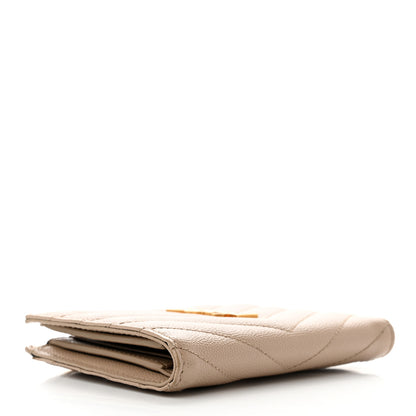 Saint Laurent Grain De Poudre Matelasse Chevron Monogram Zipped Card Case Nude Powder 4 of 8