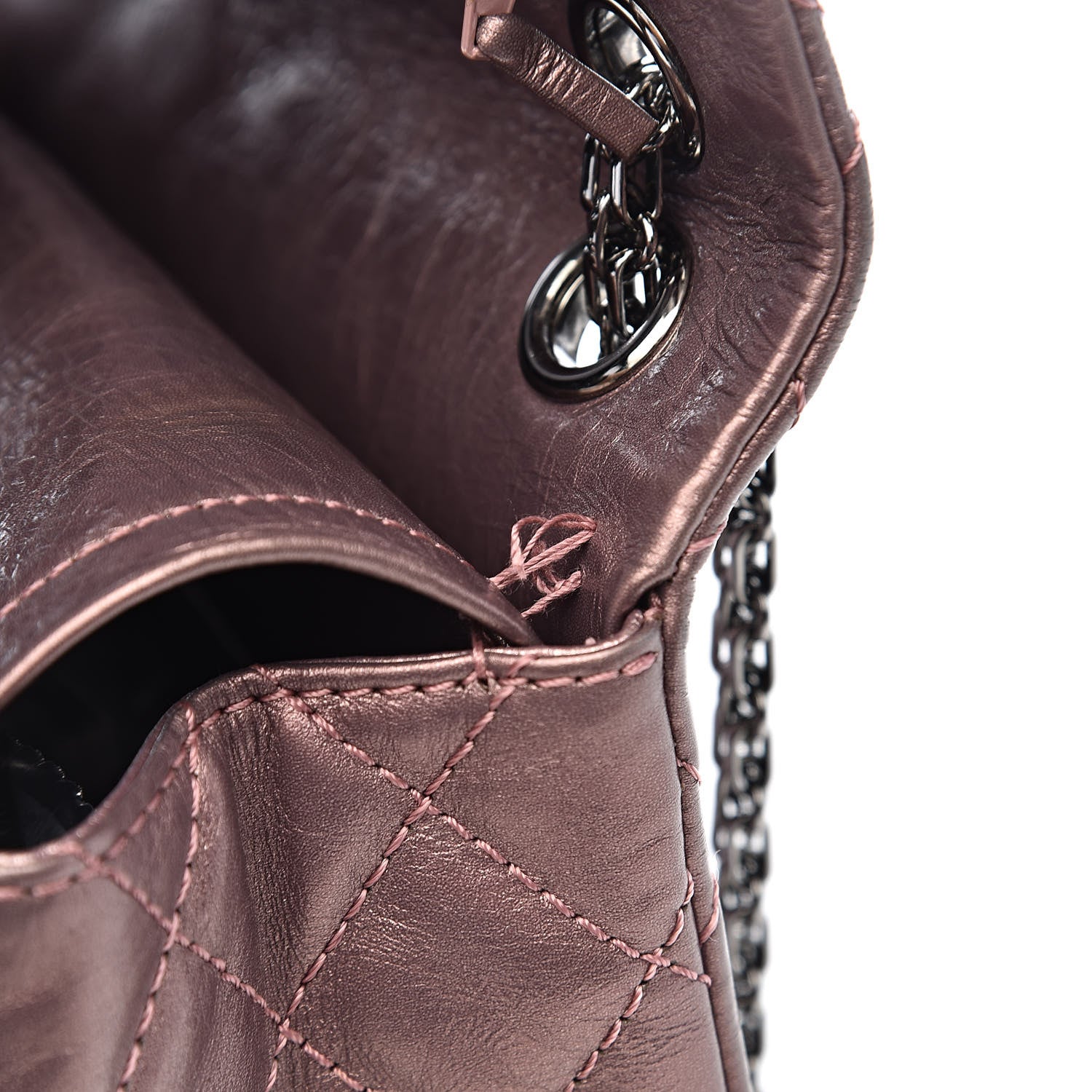 Chanel Metallic Aged Calfskin Quilted 2.55 Reissue 226 Flap Rose Fonce 8 of 13