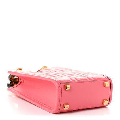 Fendi Vitello Plexiglass FF Embossed Mini Fendi Sunshine Shopper Tote Pink Dalia 4 of 11