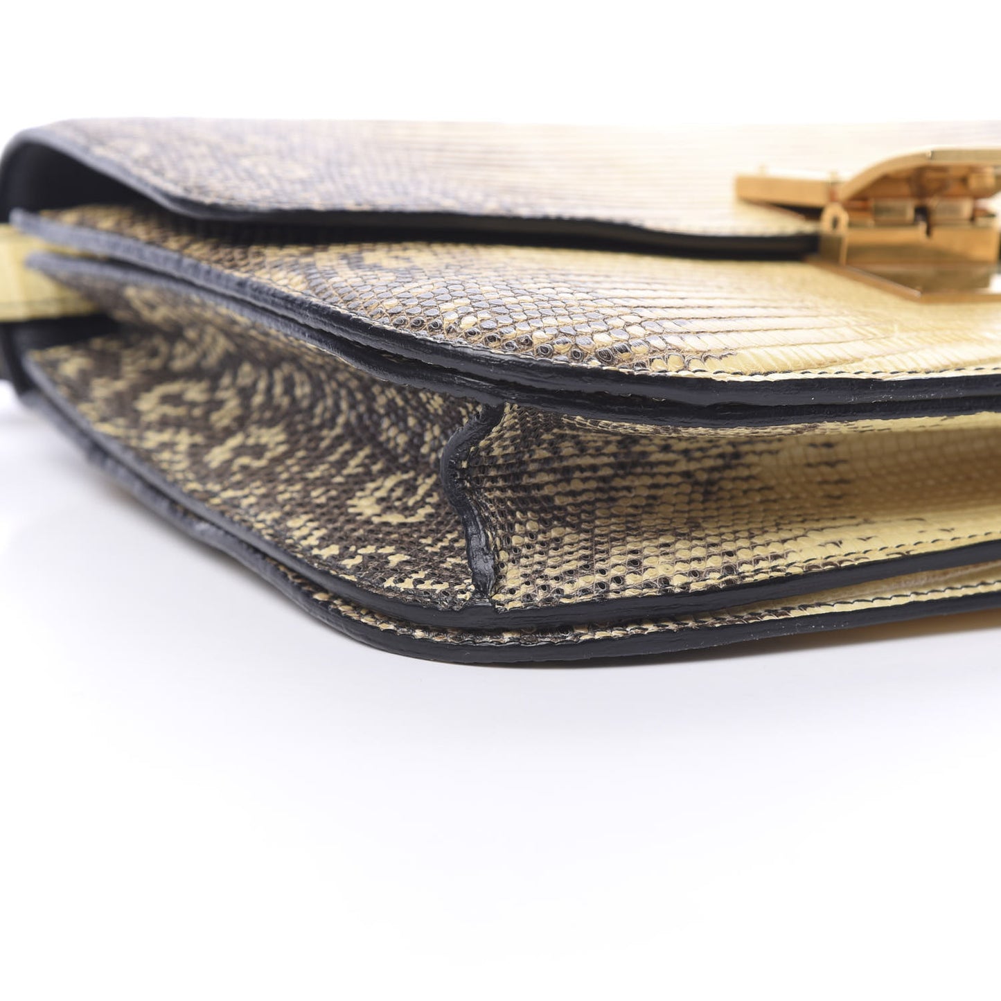 Lizard Medium Classic Box Flap Bag Natural