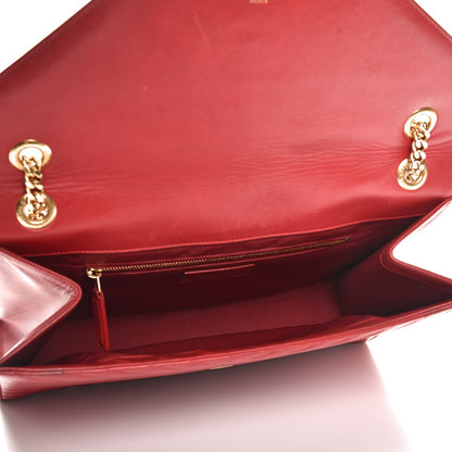Saint Laurent Lambskin Matelasse Chevron Large Monogram Satchel Red 6 of 18