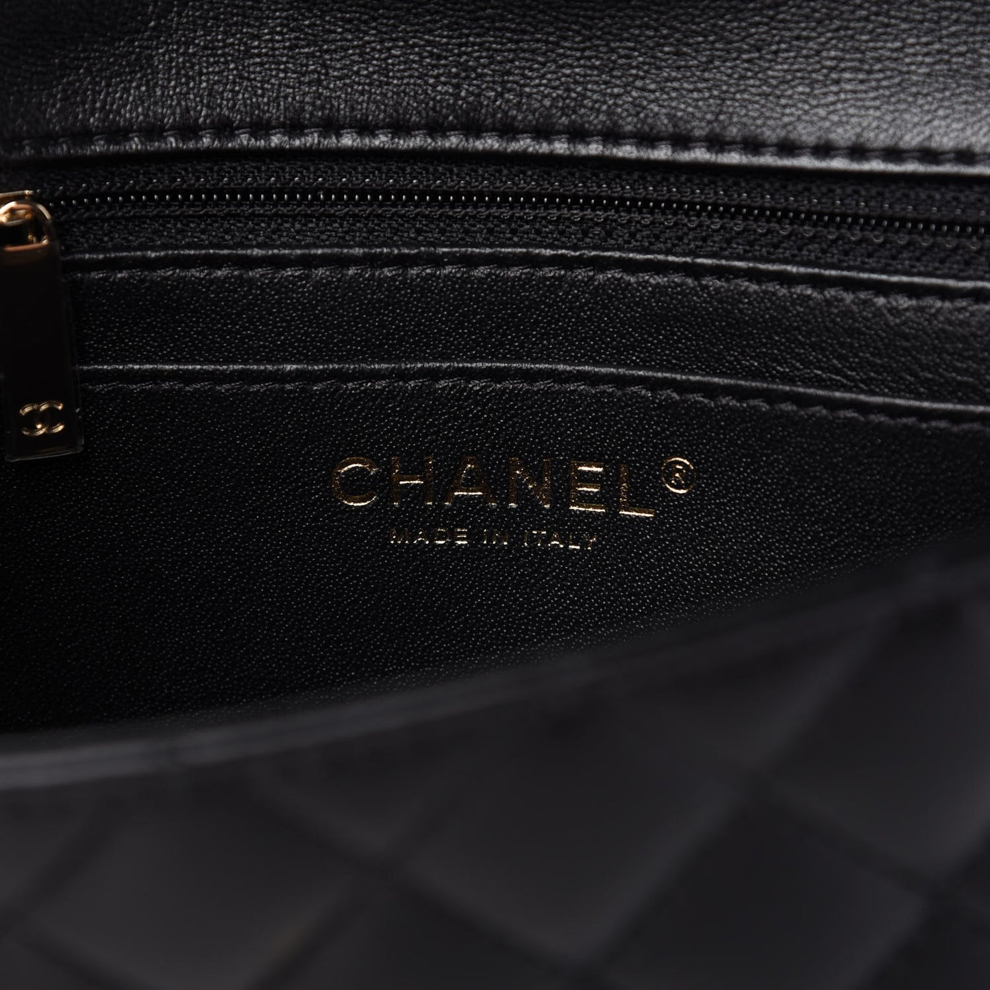 Lambskin Quilted Mini Rectangular Flap Black