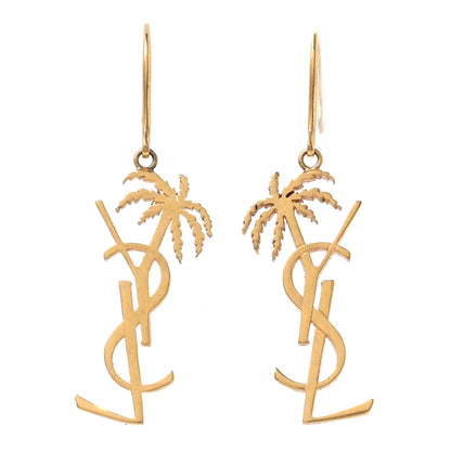 Saint Laurent Metal Monogram Palm Earrings Gold 1 of 4