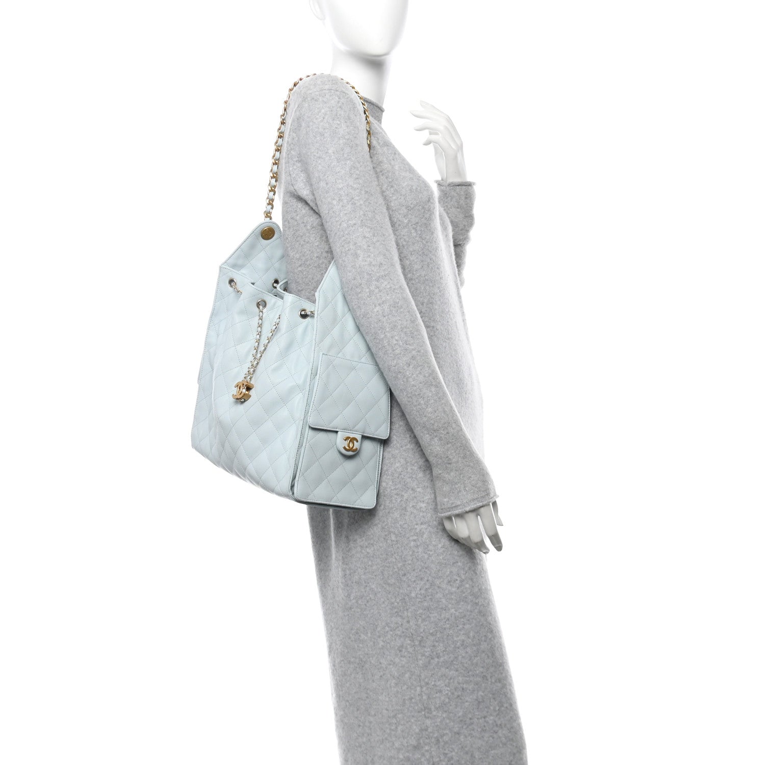 Chanel Caviar Quilted Medium Chanel 25 Handbag Light Blue 3 of 13