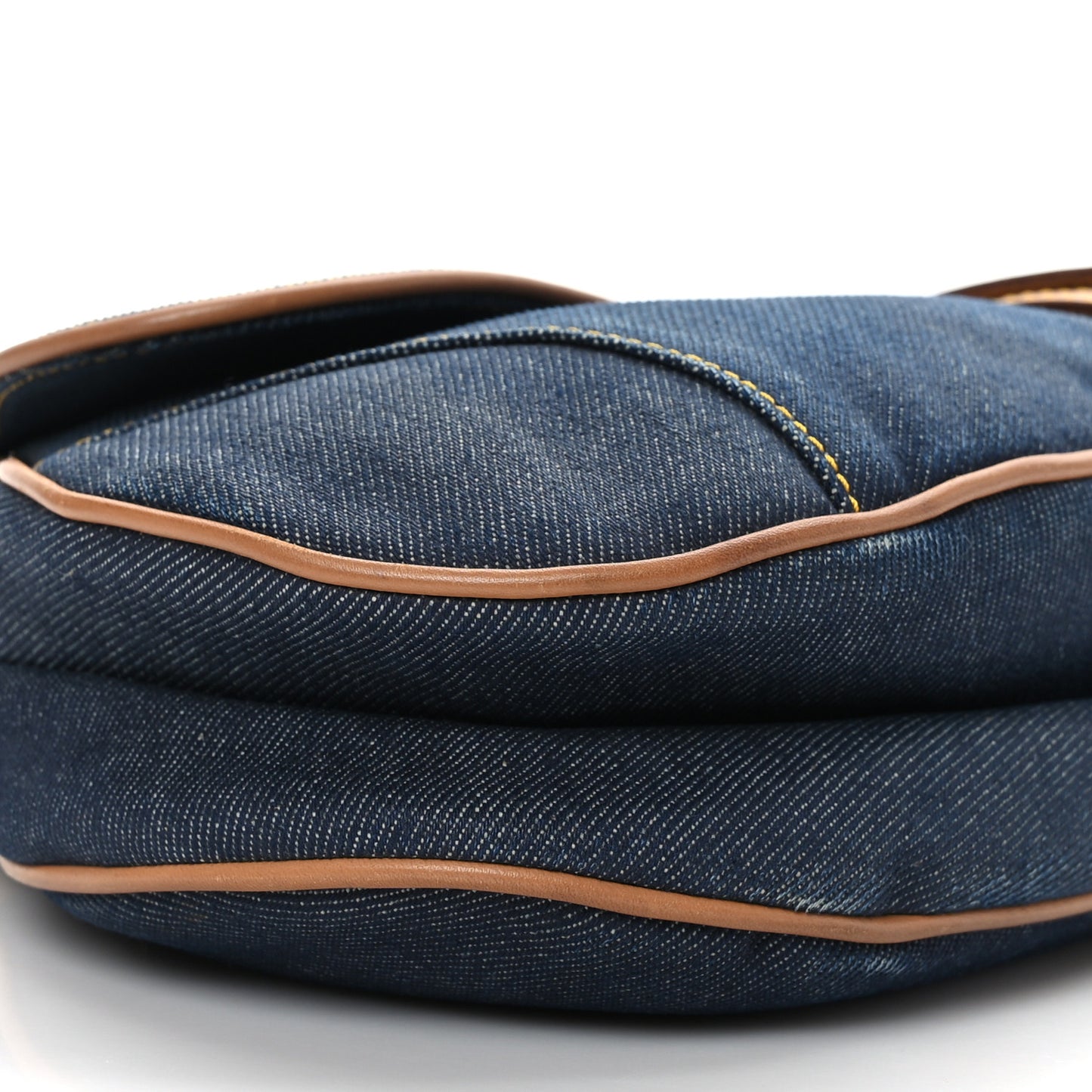 Denim Calfskin Saddle Bag Blue