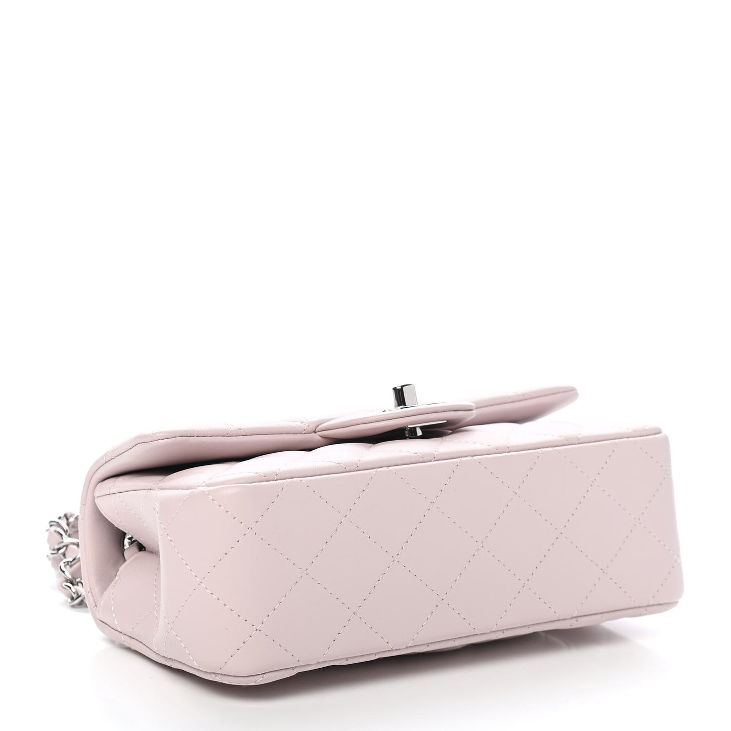 Lambskin Quilted Mini Rectangular Flap Light Purple