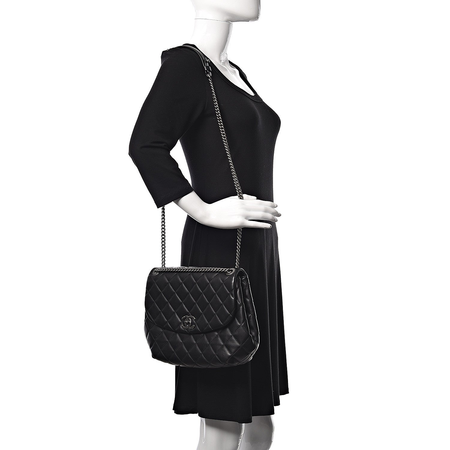 Chanel Lambskin Quilted Large Daily Supple Flap Black 2 of 12