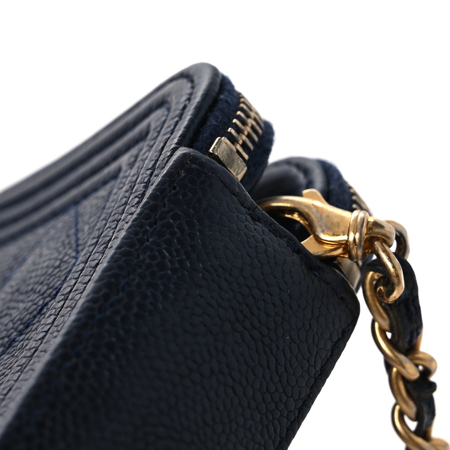 Chanel Caviar Quilted Small Boy Clutch With Chain Dark Blue 12 of 15
