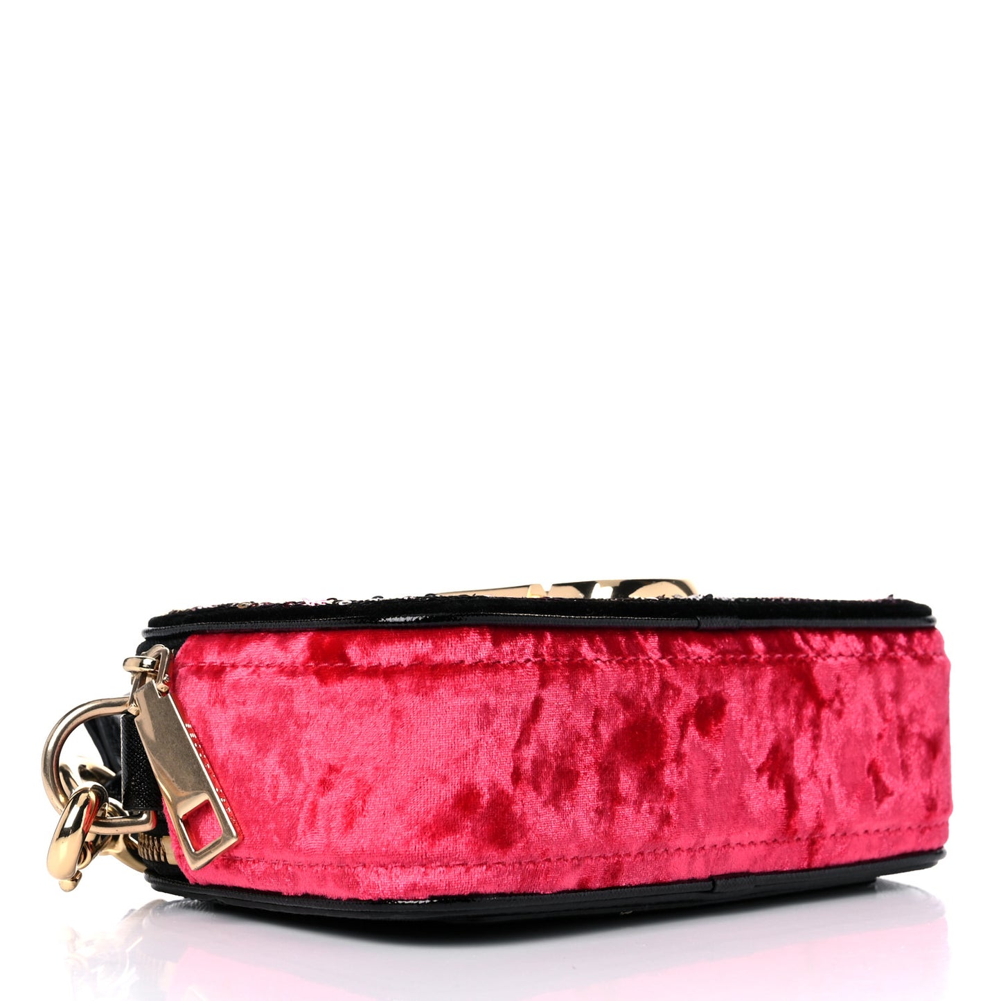 Calfskin Velvet Sequin Camouflage Snapshot Camera Bag Red Black