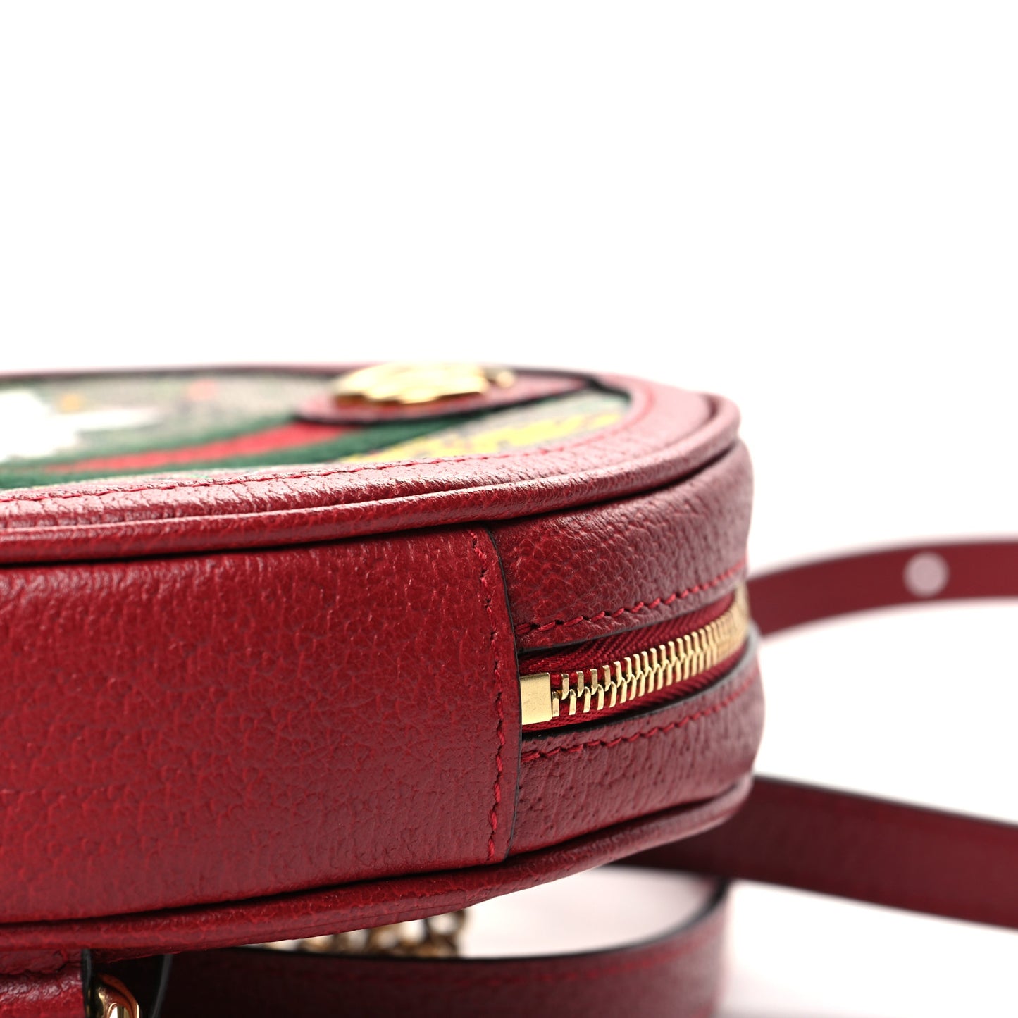 GG Supreme Monogram Web Flora Mini Ophidia Round Backpack Red