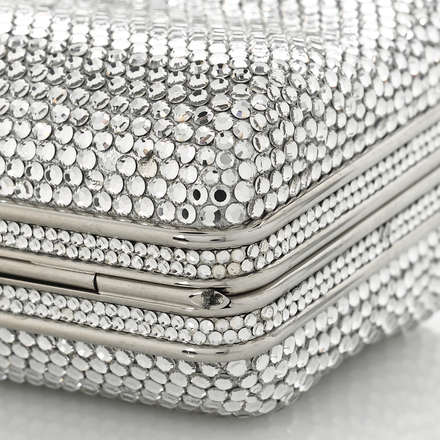Judith Leiber Swarovski Crystal Minaudiere Clutch Silver 7 of 8
