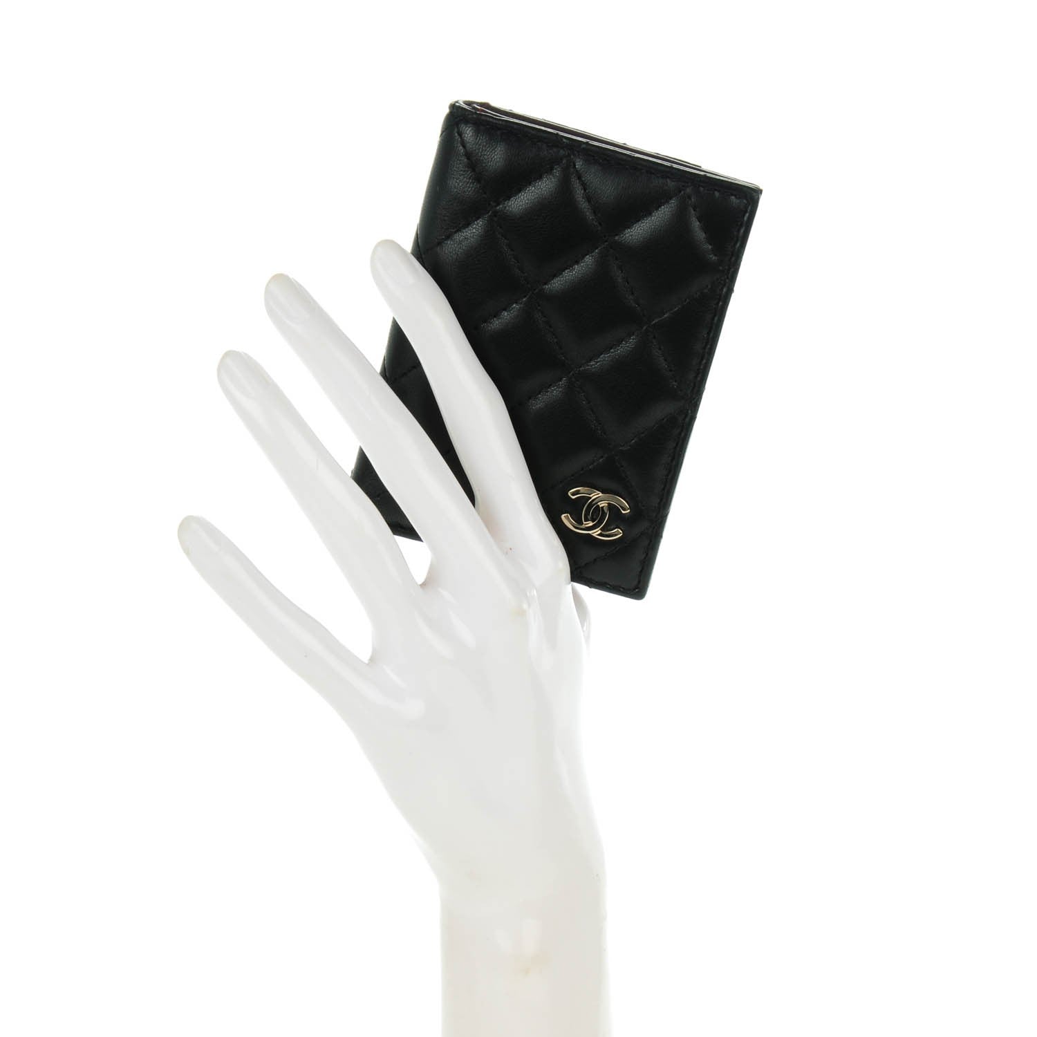 Chanel Lambskin Quilted Card Holder Wallet Black 2 of 7