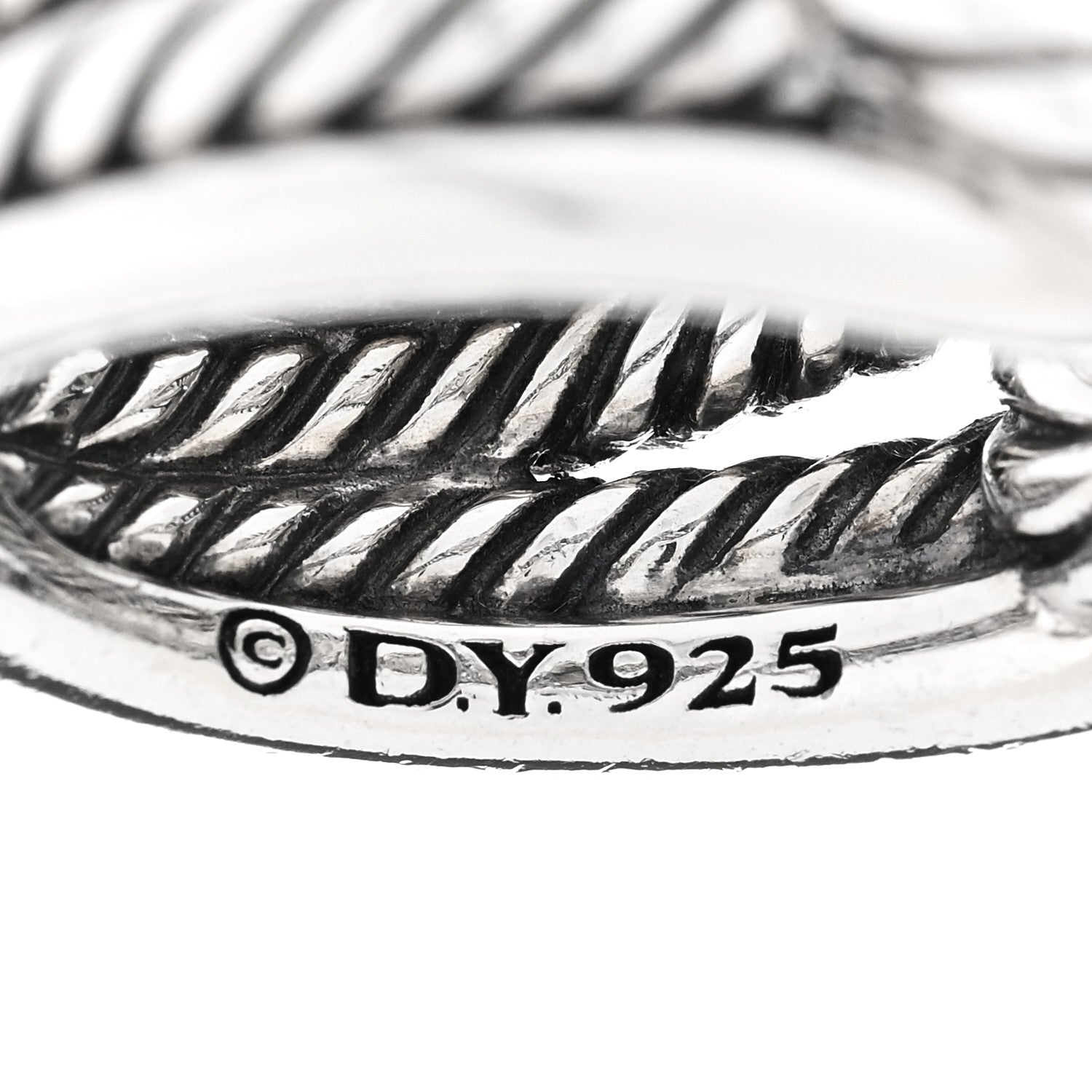 David Yurman Sterling Silver Diamond Pave Double Loop Labyrinth Ring 52 6 4 of 5