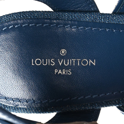 Louis Vuitton Monogram Denim Starboard Espadrille Wedge Sandal 37 Blue 8 of 8