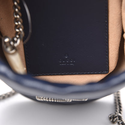 Gucci Vintage Effect Calfskin Matelasse Diagonal Mini Torchon GG Marmont 2.0 Bucket Bag Blue Agata Mystic White 6 of 10