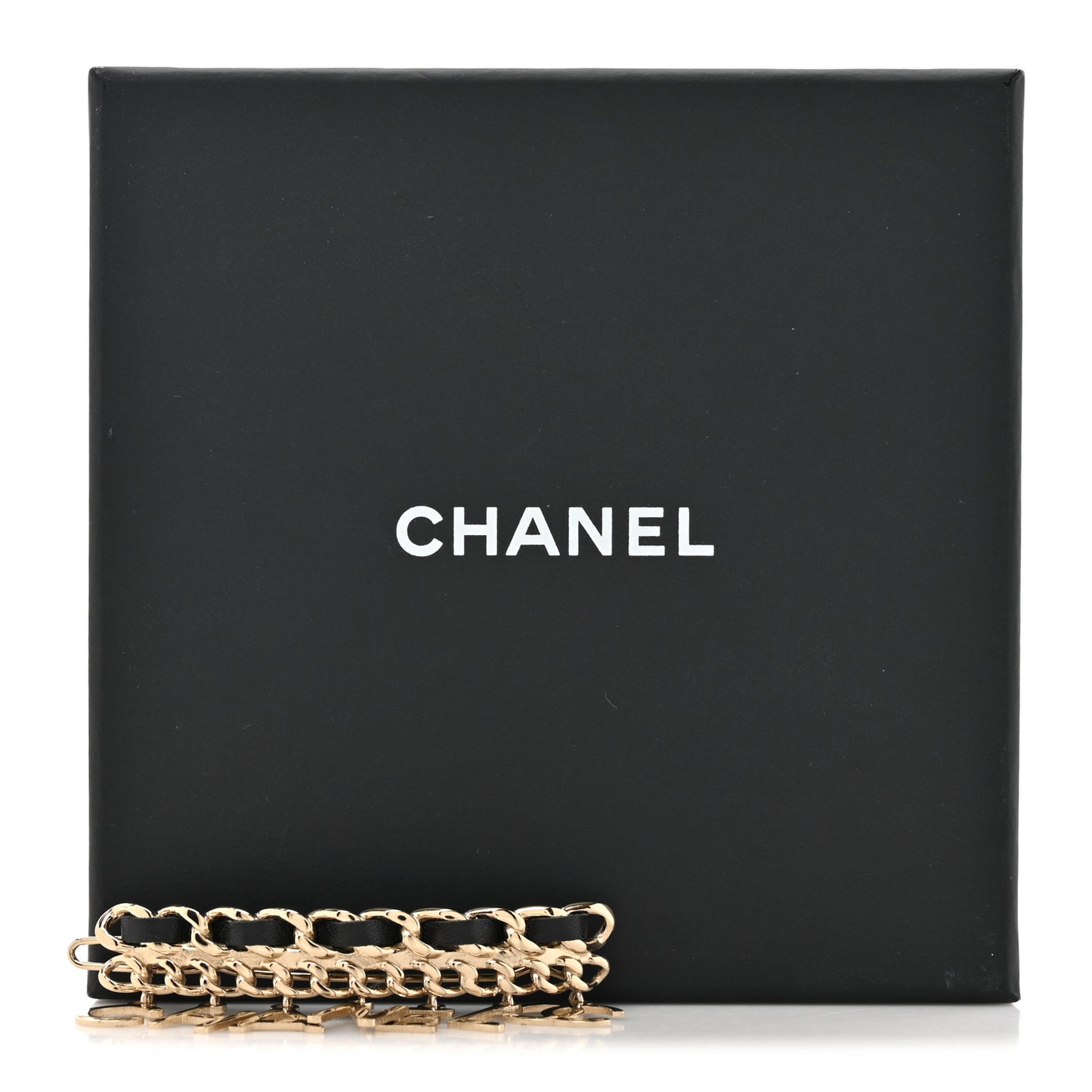 Metal Lambskin Chain Logo Hair Clip Gold Black