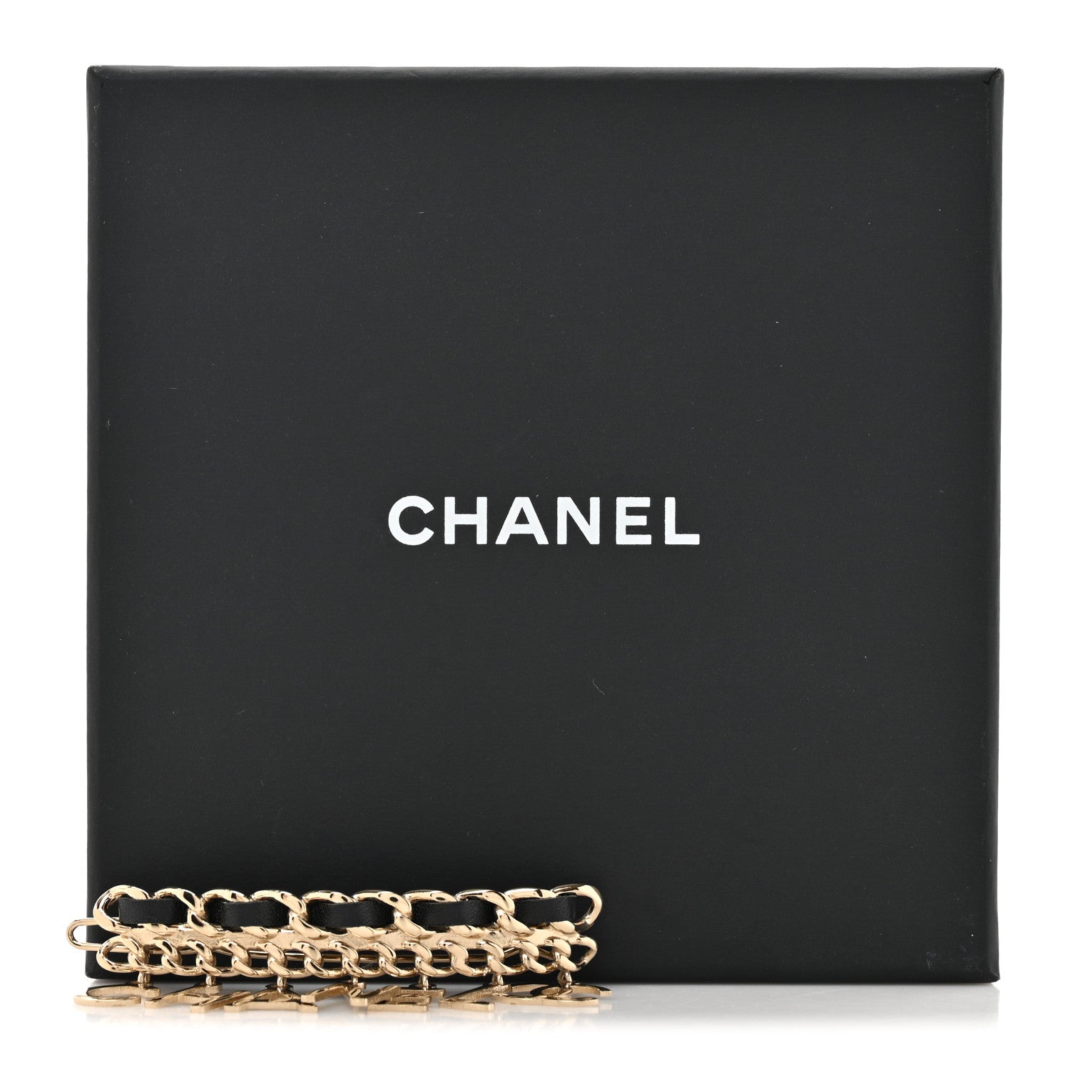 Chanel Metal Lambskin Chain Logo Hair Clip Gold Black 4 of 4