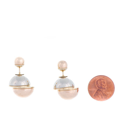 Christian Dior Mise En Dior Tribal Earrings Rose Gold Silver 2 of 5