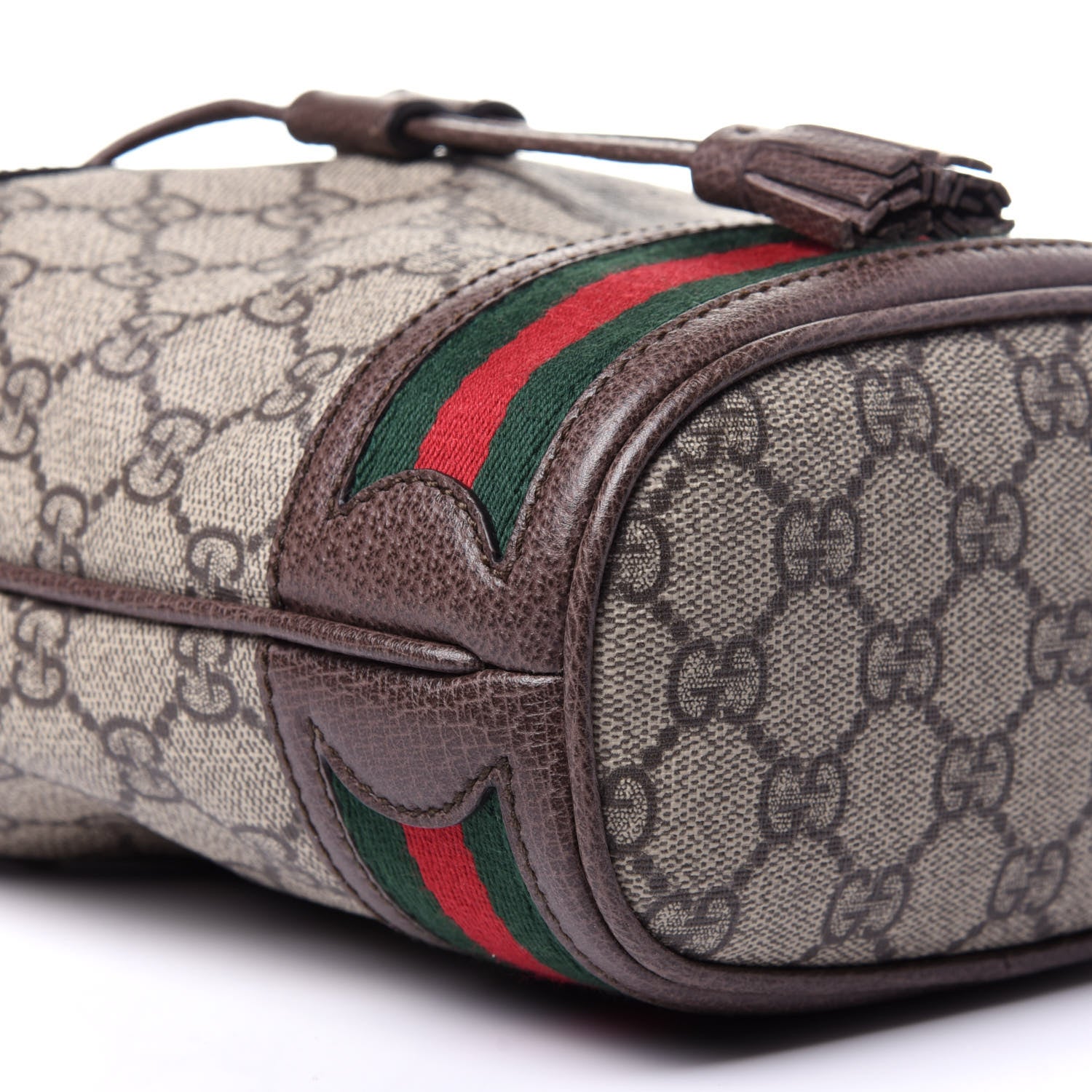 Gucci GG Supreme Monogram Web Mini Ophidia Bucket Bag Brown 6 of 10