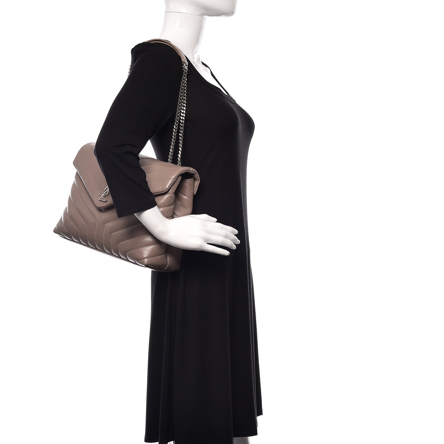 Saint Laurent Calfskin Y Quilted Monogram Medium Loulou Chain Satchel Light Natural 2 of 9