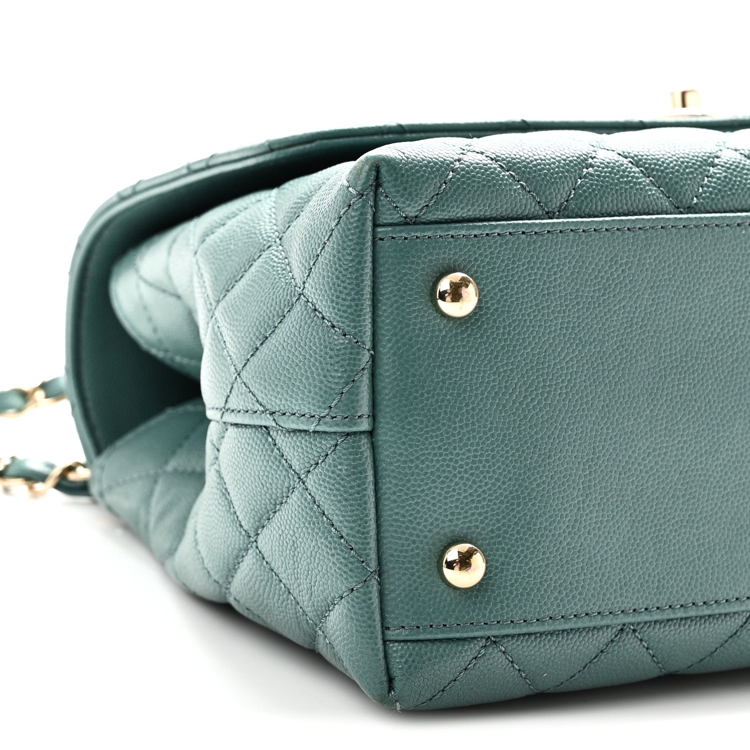 Chanel Caviar Quilted Lizard Embossed Small Coco Handle Flap Green 10 of 11