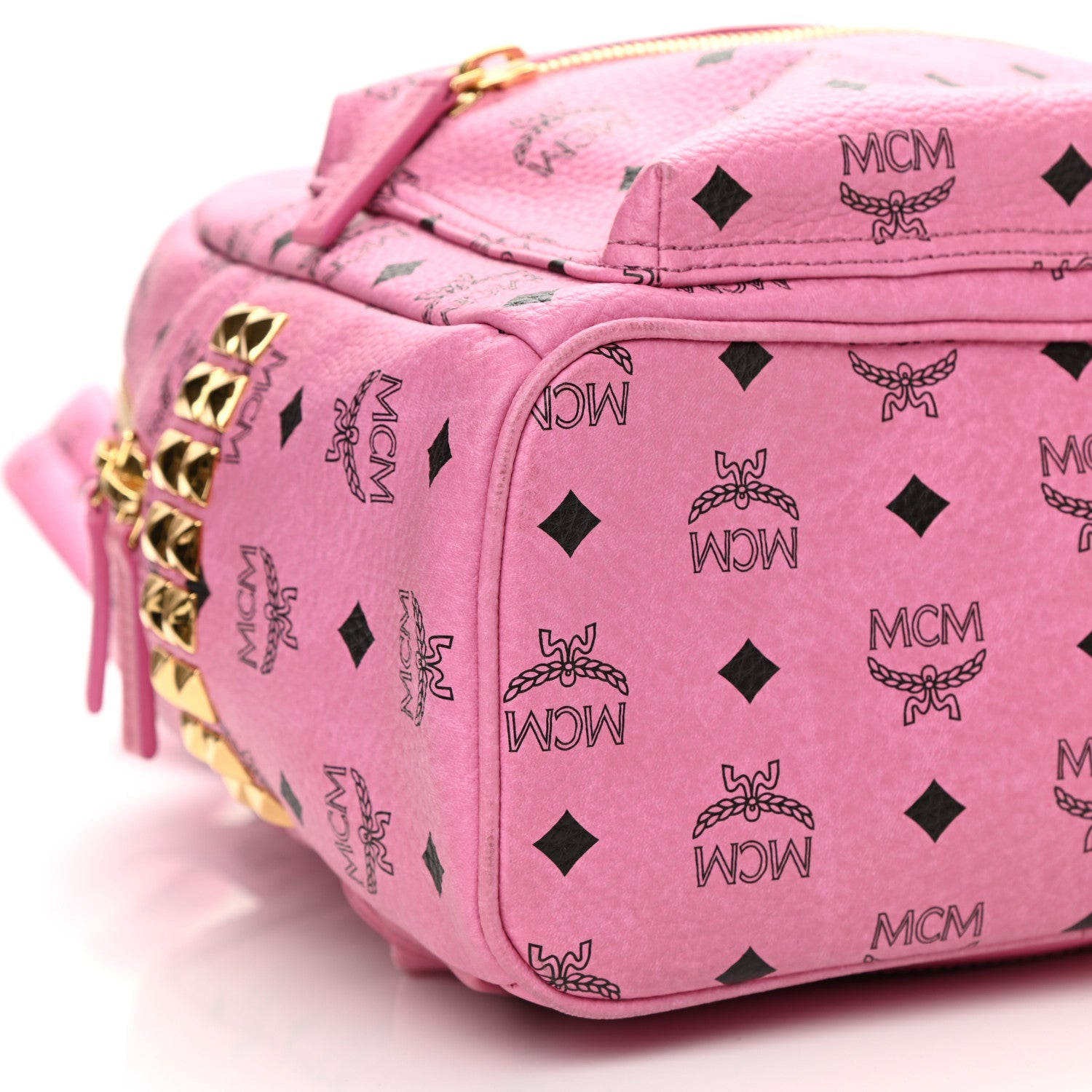 MCM Visetos Small Side Stud Stark Backpack Pink 7 of 9