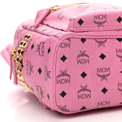 MCM Visetos Small Side Stud Stark Backpack Pink 7 of 9