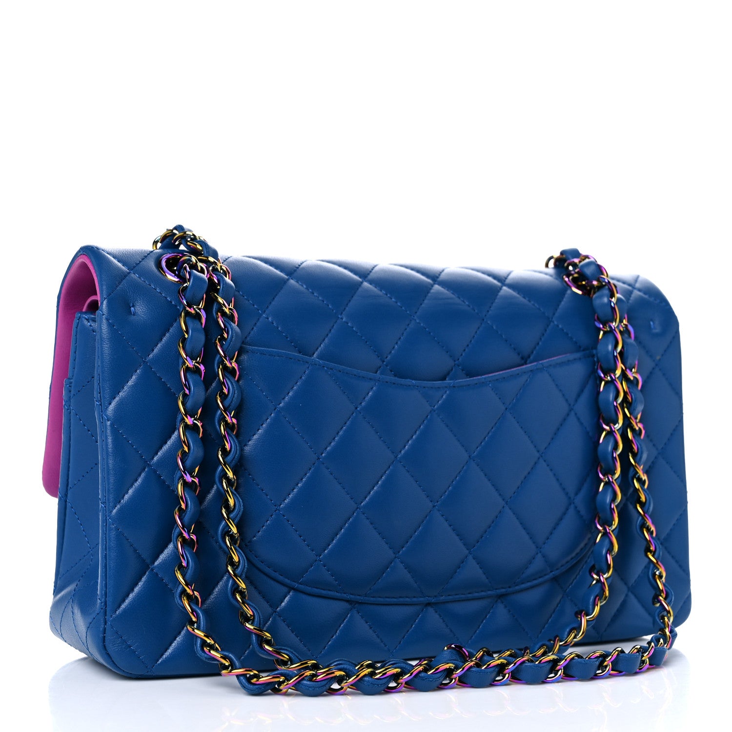 Chanel Lambskin Quilted Medium Double Flap Blue Pink 2 of 10