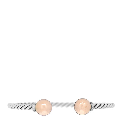 David Yurman Sterling Silver 18K Rose Gold Diamond 9mm Solari Bead Bracelet 1 of 5