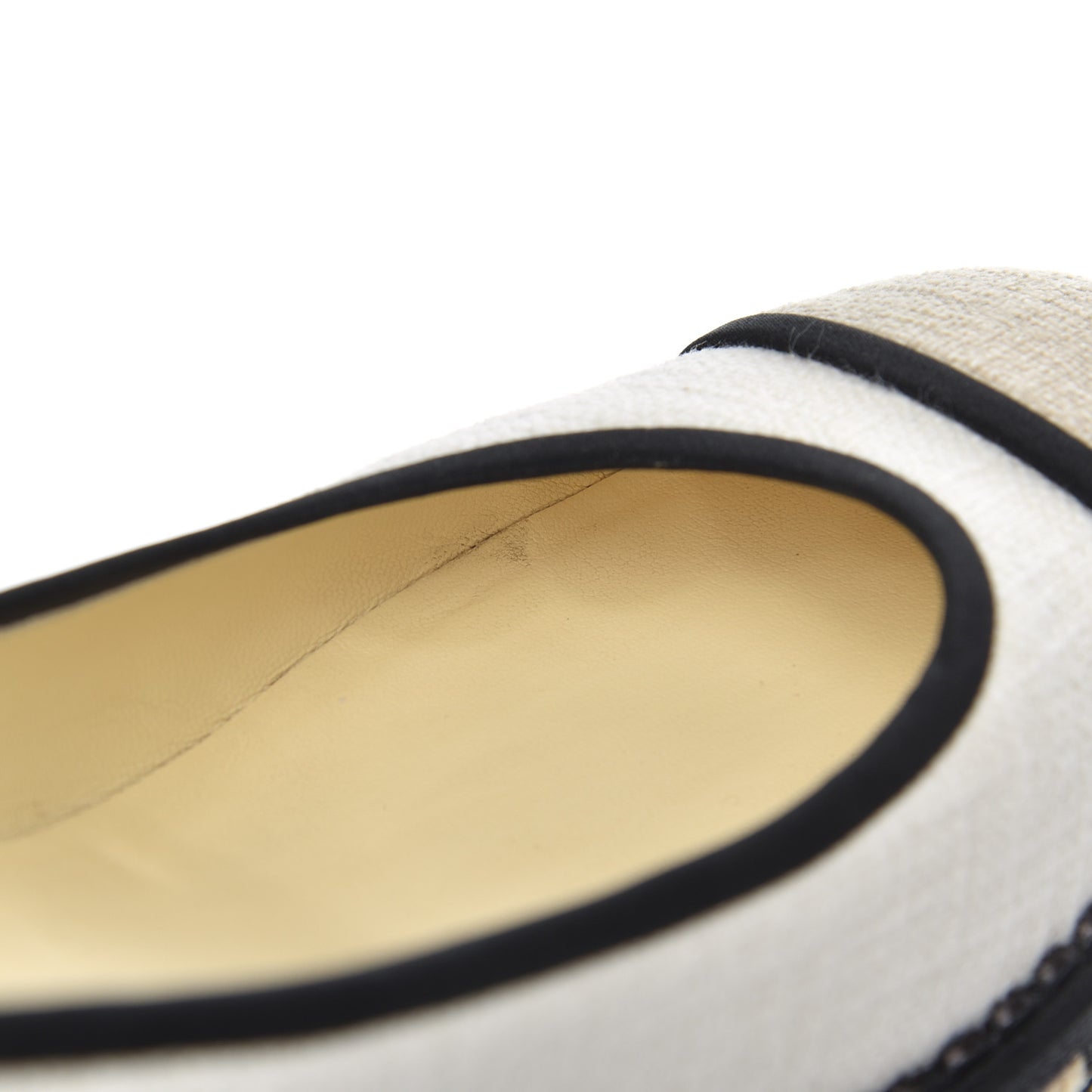 Toile Cap Toe Espadrille Wedges 36.5 Beige Black