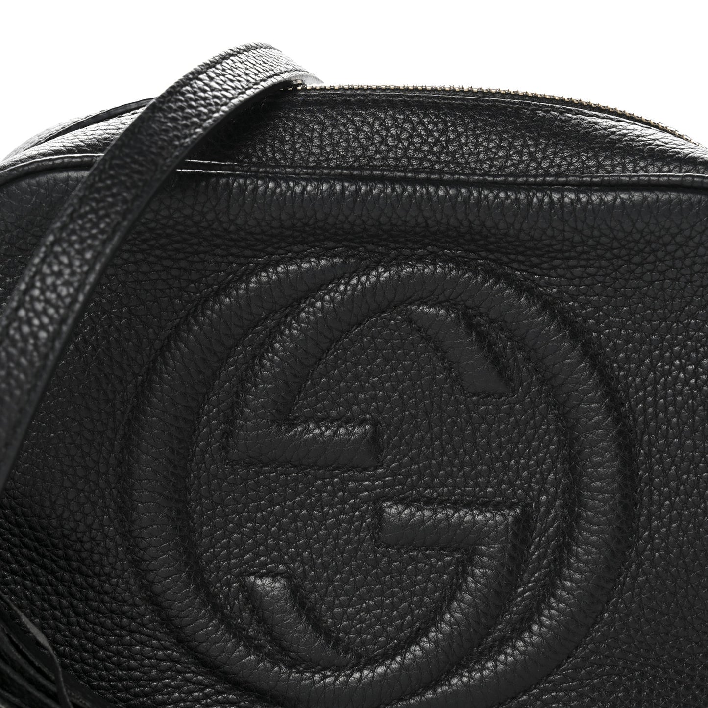 Pebbled Calfskin Small Soho Disco Bag Black