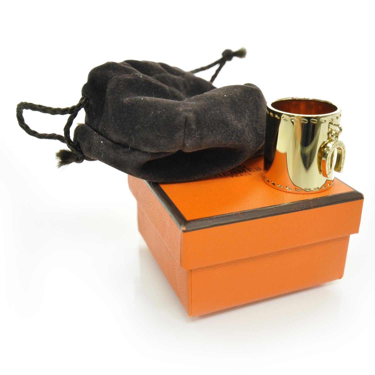 Hermes Charms Fer a Cheval Horseshoe Scarf Ring Gold 2 of 5