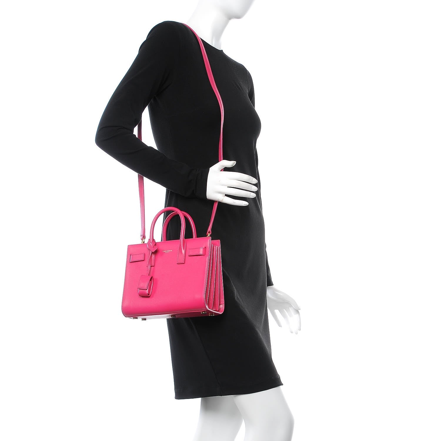 Saint Laurent Calfskin Nano Sac De Jour Lipstick Fuchsia 2 of 7